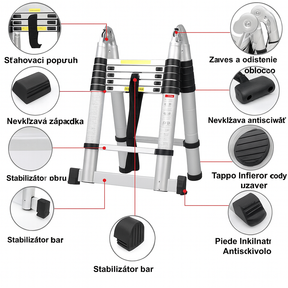 5M teleskopický hliníkový rebrík